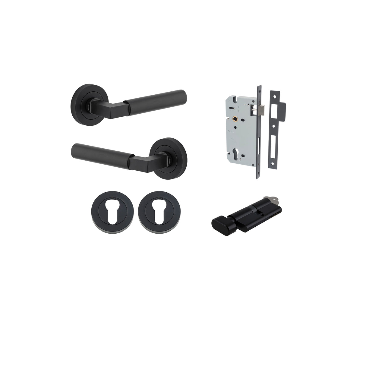 Iver Berlin Round Rose Lever Set - Complete Kits