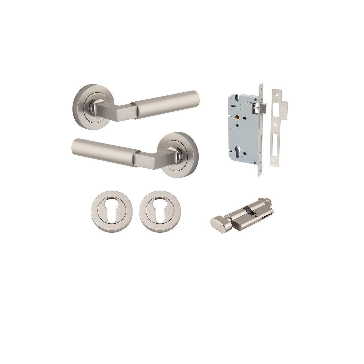 Iver Berlin Round Rose Lever Set - Complete Kits