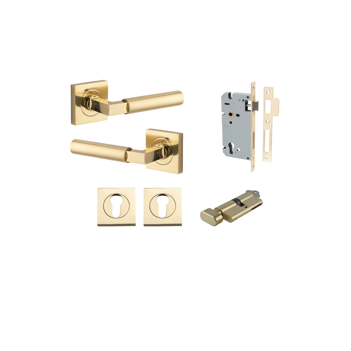 Iver Berlin Square Rose Lever Set - Complete Kits