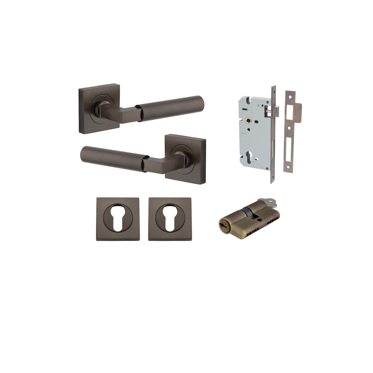 Iver Berlin Square Rose Lever Set - Complete Kits