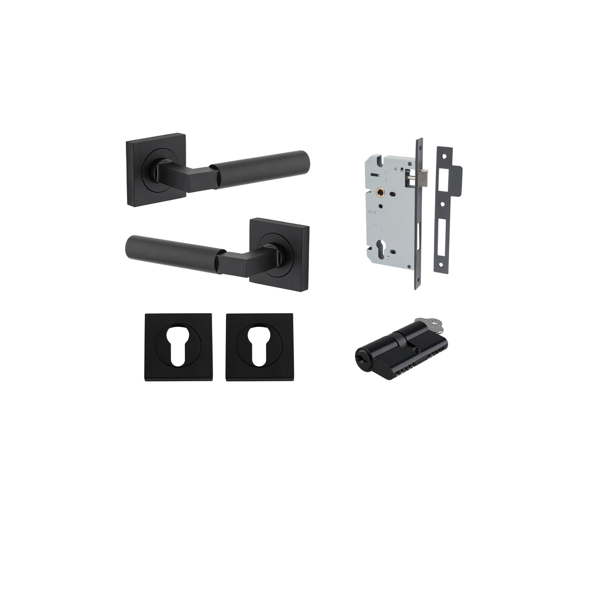Iver Berlin Square Rose Lever Set - Complete Kits