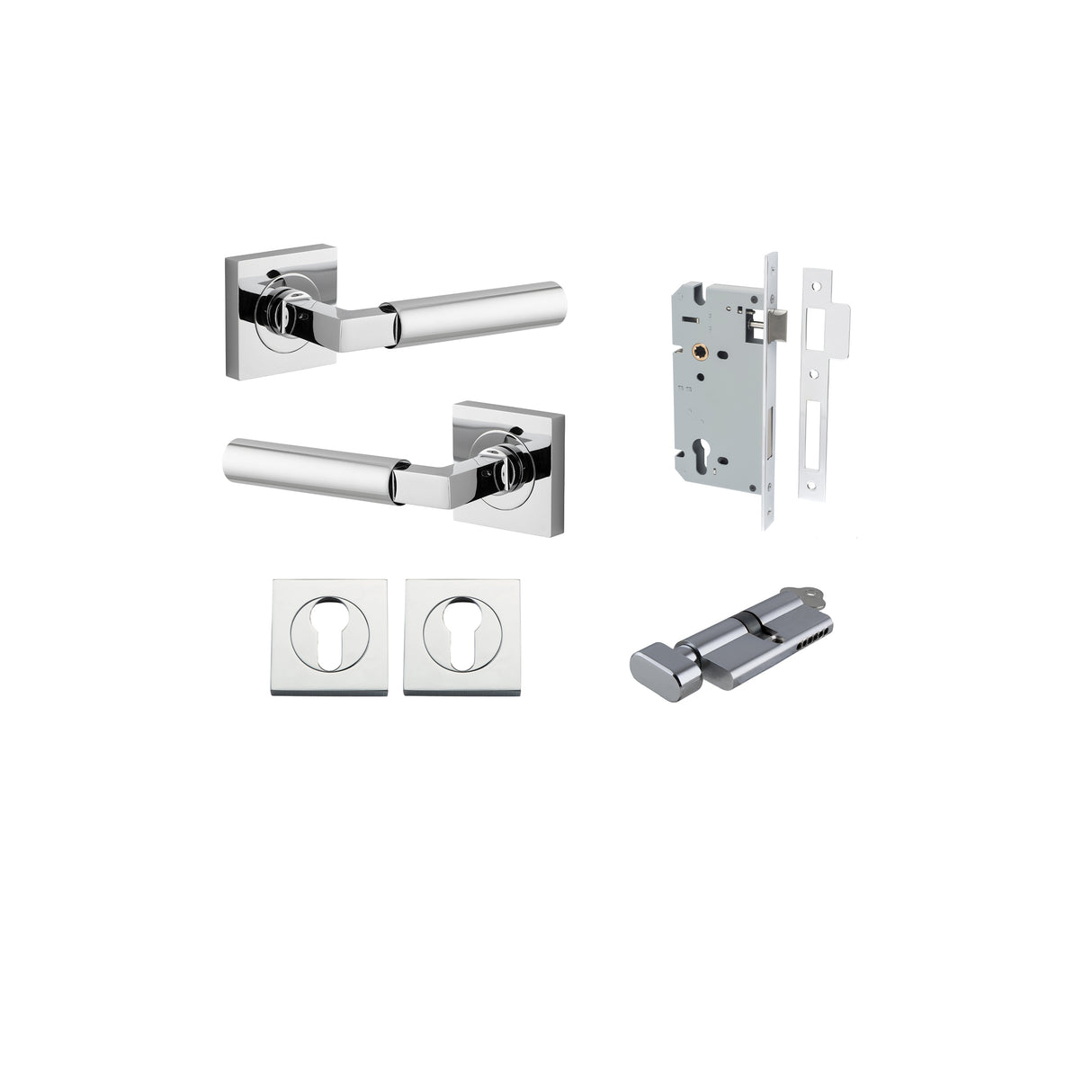 Iver Berlin Square Rose Lever Set - Complete Kits