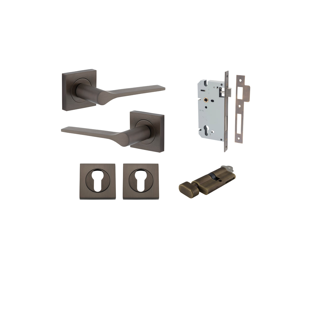 Iver Como Square Rose Lever Set - Complete Kits