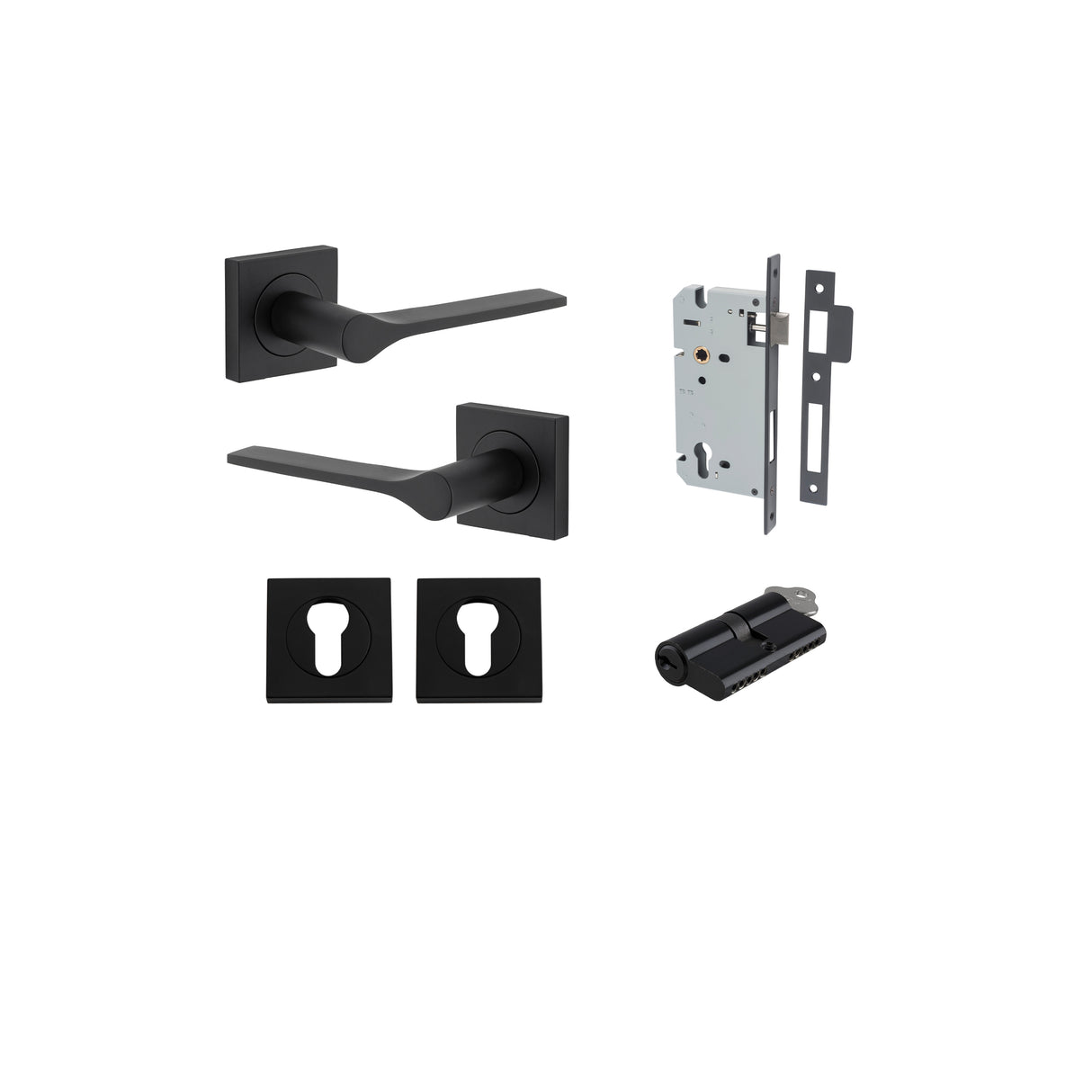 Iver Como Square Rose Lever Set - Complete Kits