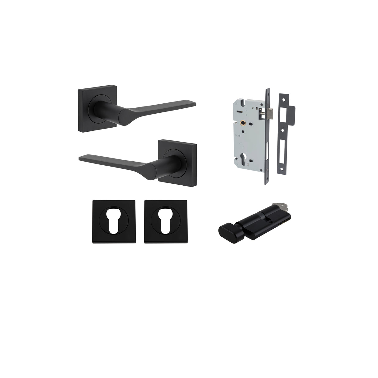 Iver Como Square Rose Lever Set - Complete Kits
