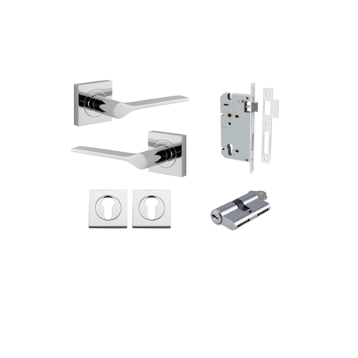 Iver Como Square Rose Lever Set - Complete Kits