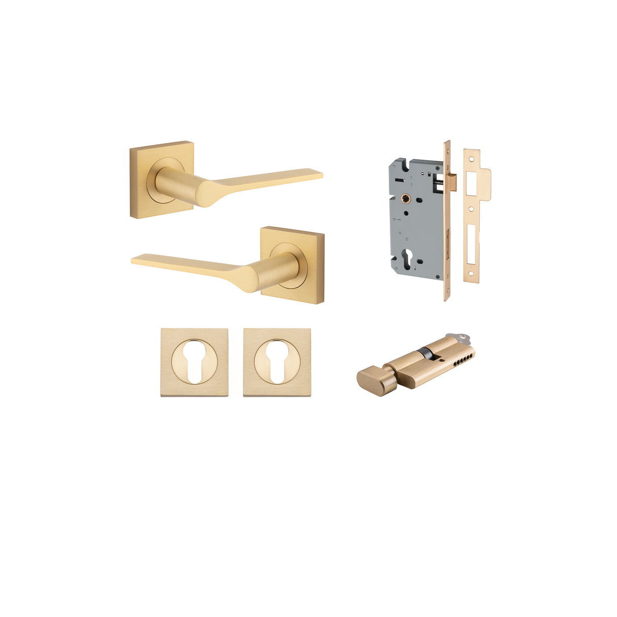 Iver Como Square Rose Lever Set - Complete Kits