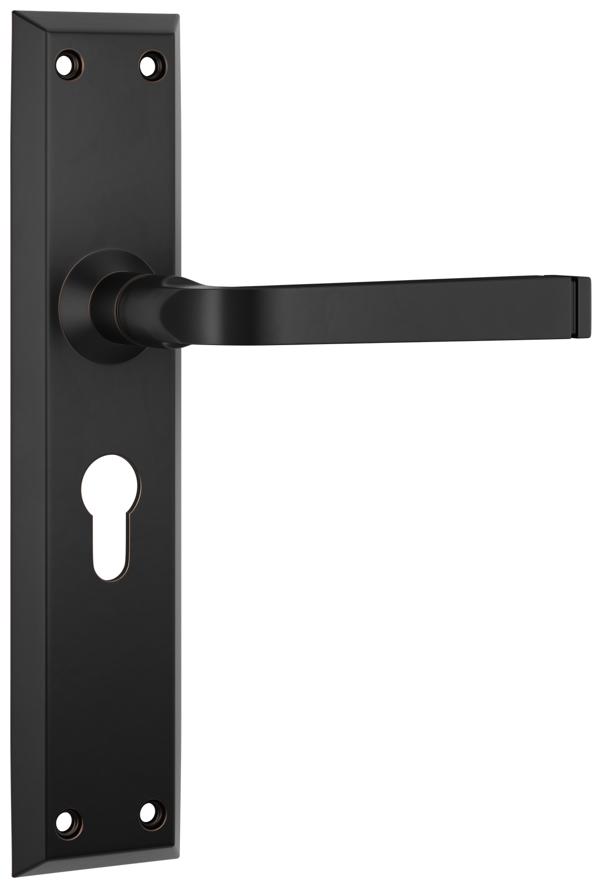 Tradco Menton Lever Long Backplate, Antique Copper, Euro