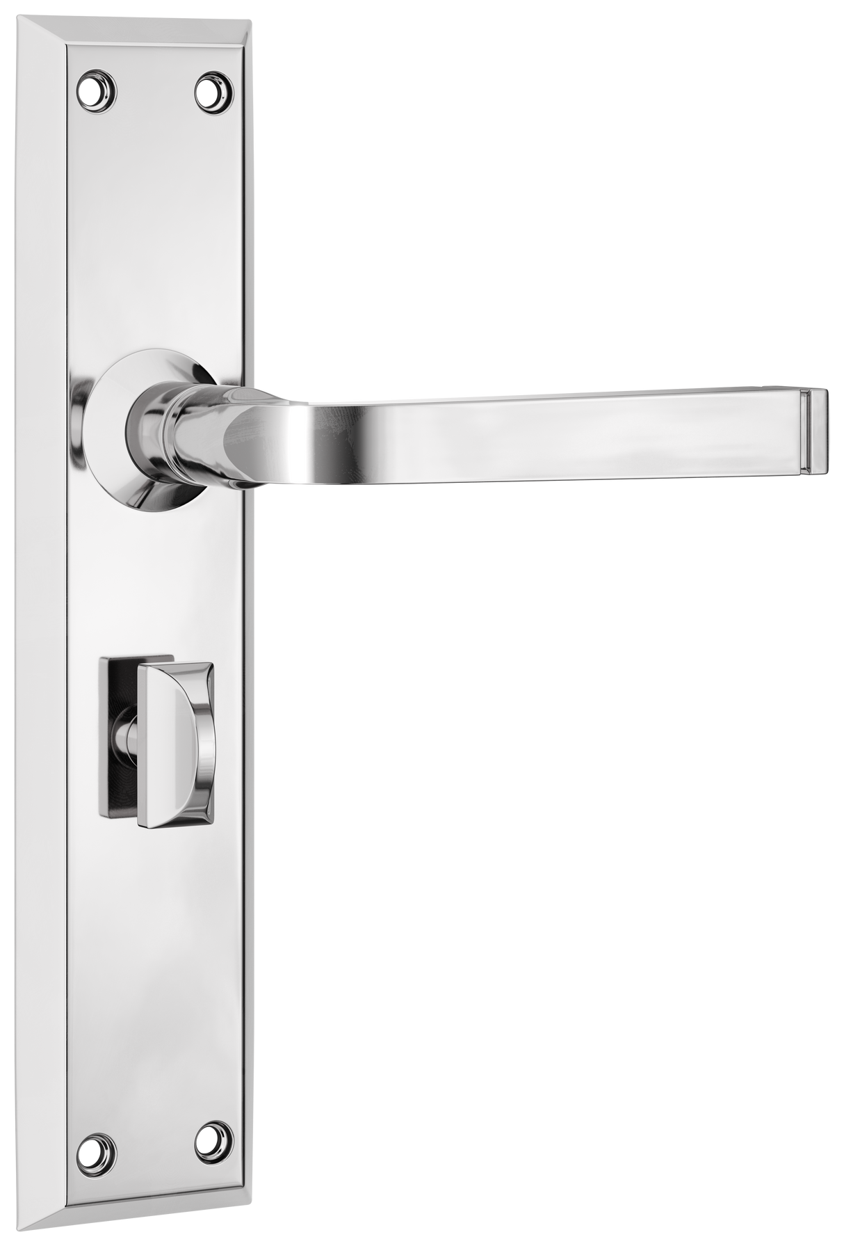 Tradco Menton Lever Long Backplate, Chrome Plated, Privacy