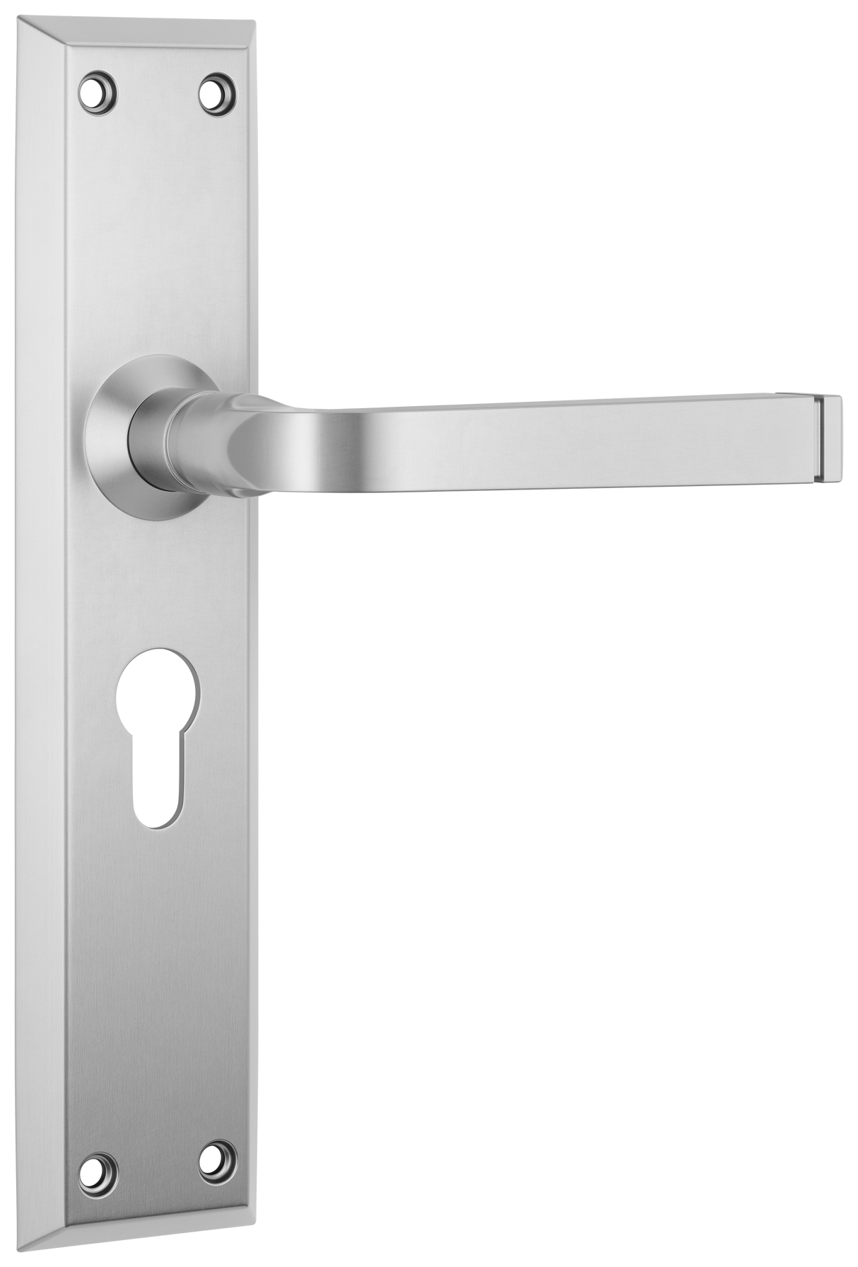 Tradco Menton Lever Long Backplate, Satin Chrome, Euro