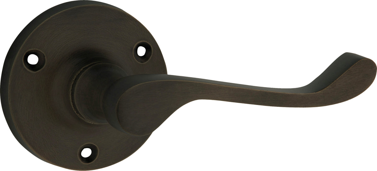 Tradco Victorian Door Lever on Round Rose Antique Brass