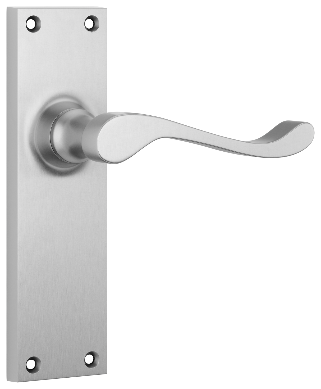 Tradco Victorian Door Lever on Plate Satin Chrome Latch