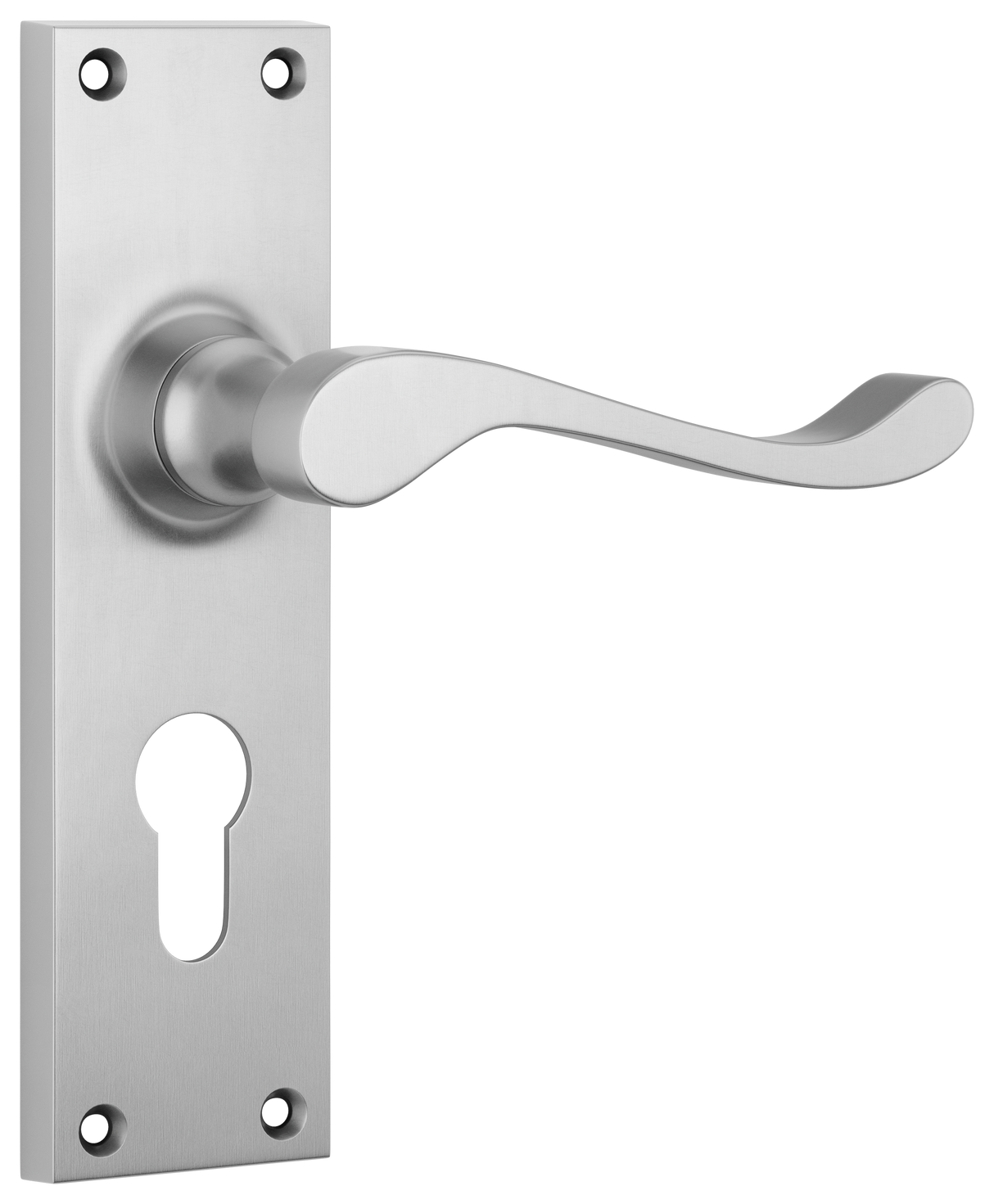 Tradco Victorian Door Lever on Plate Satin Chrome Euro