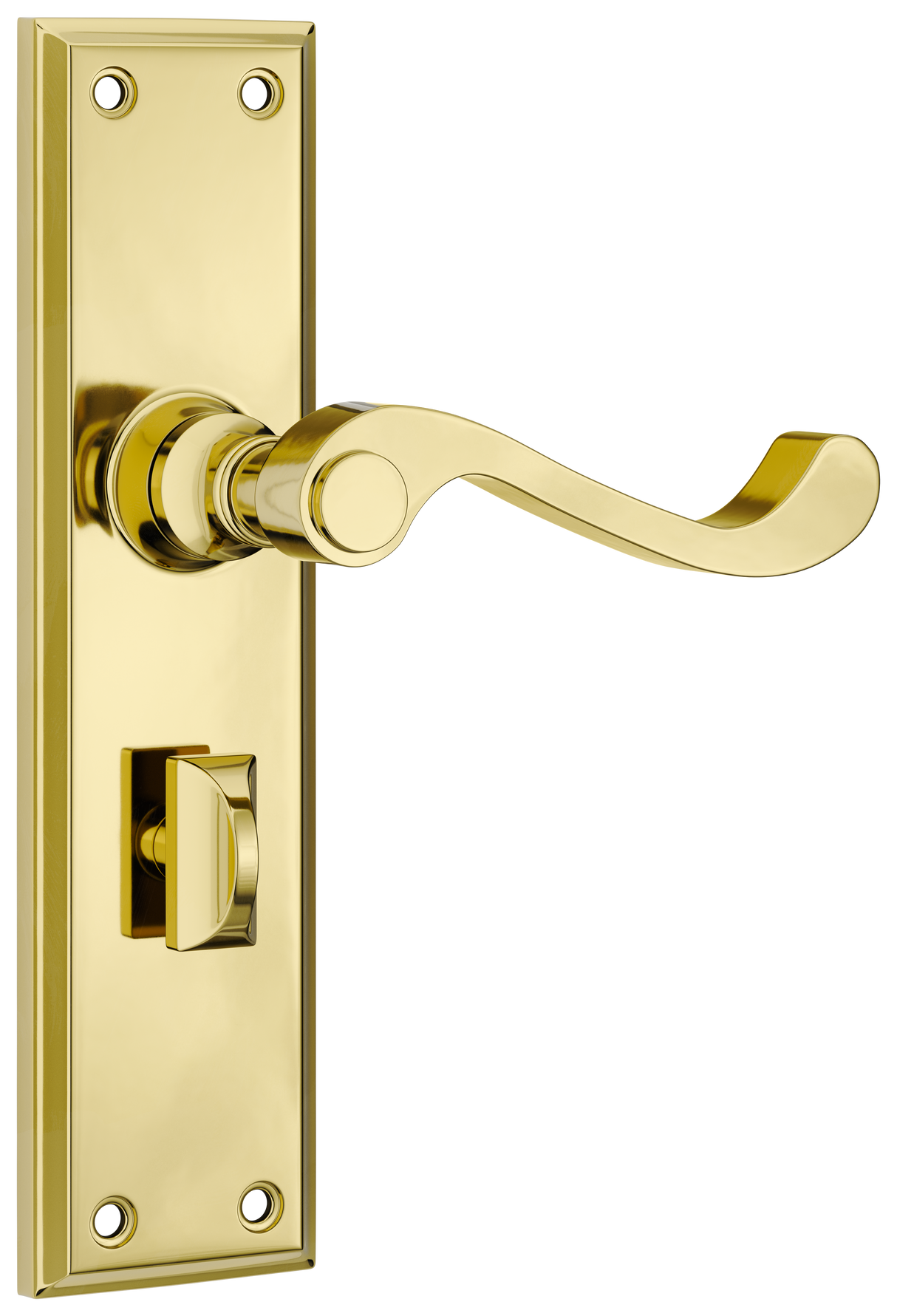 Tradco Milton Lever, Polished Brass, Privacy