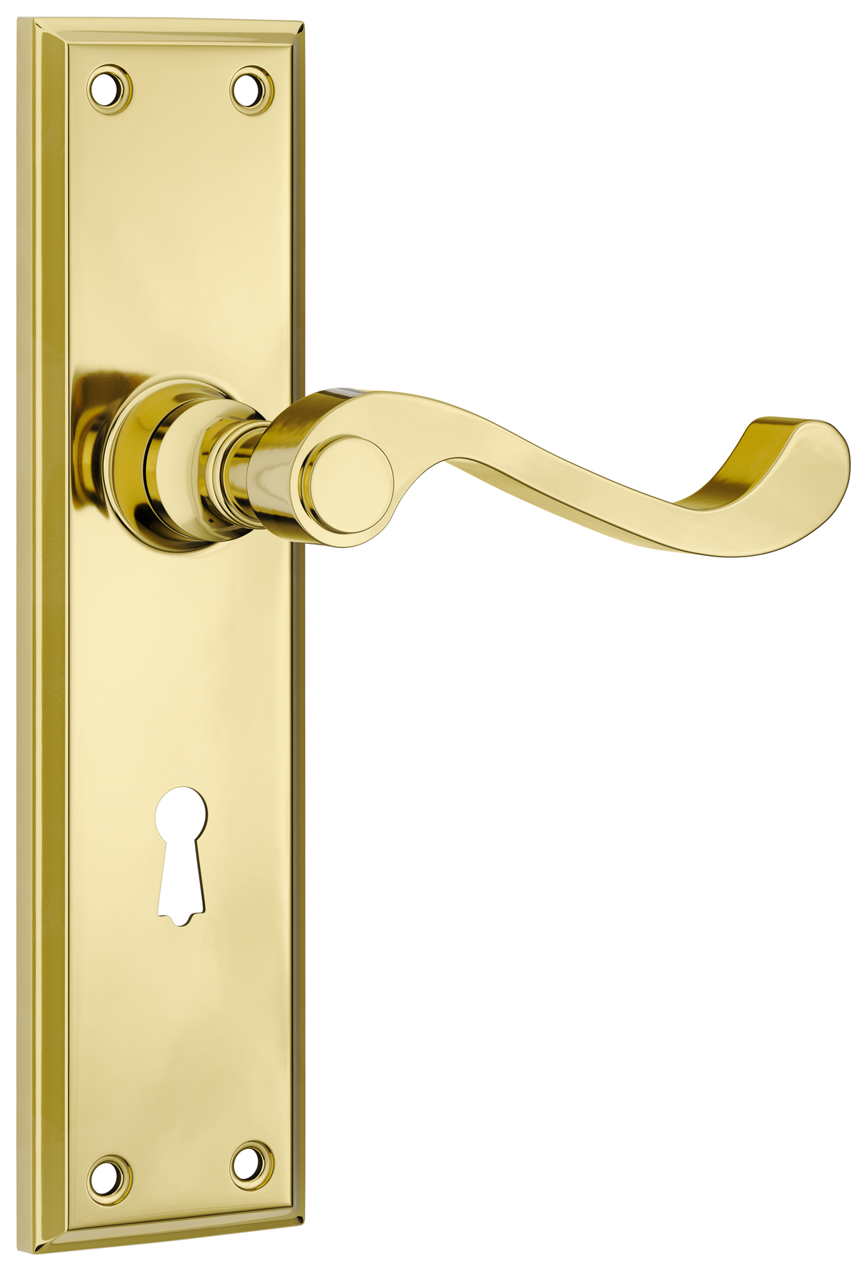 Tradco Milton Lever, Polished Brass, Skeleton Key