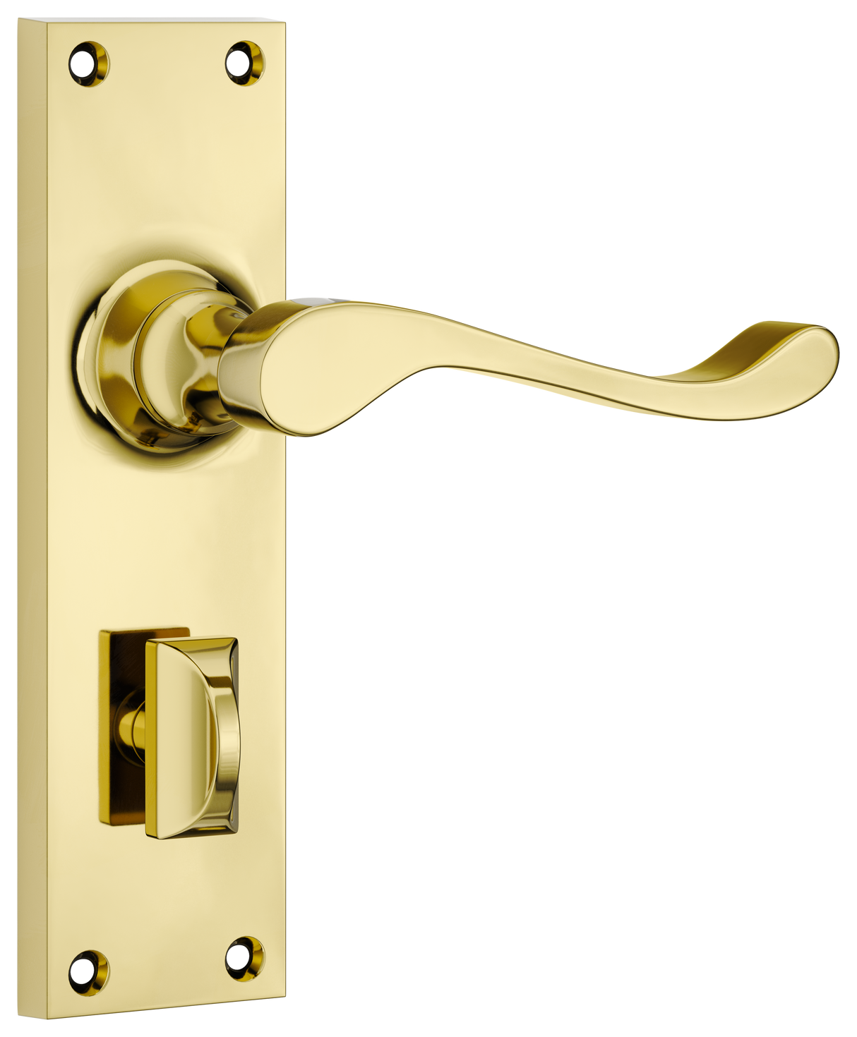 Tradco Victorian Door Lever on Plate Polished Brass Privacy