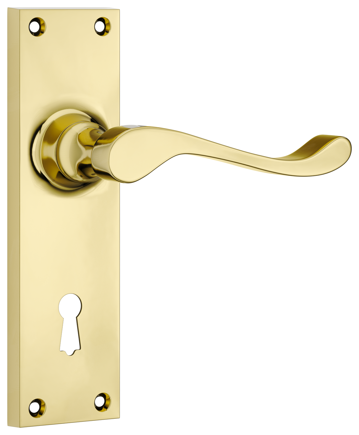 Tradco Victorian Door Lever on Plate Polished Brass Lock