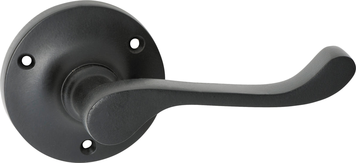 Tradco Victorian Door Lever on Round Rose Matt Black