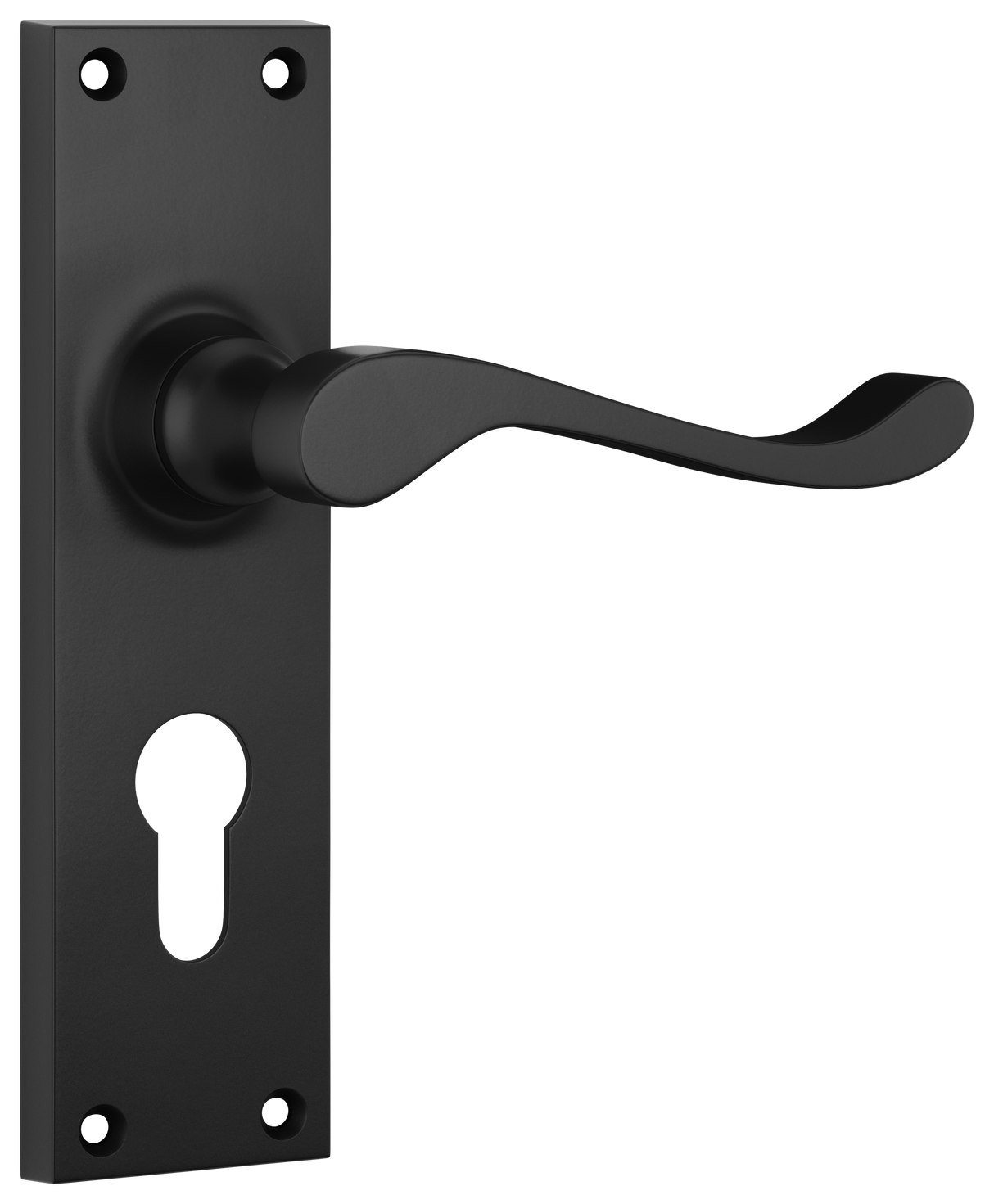 Tradco Victorian Door Lever on Plate Matt Black Euro