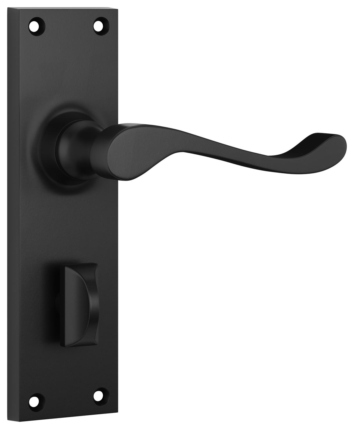 Tradco Victorian Door Lever on Plate Matt Black Privacy
