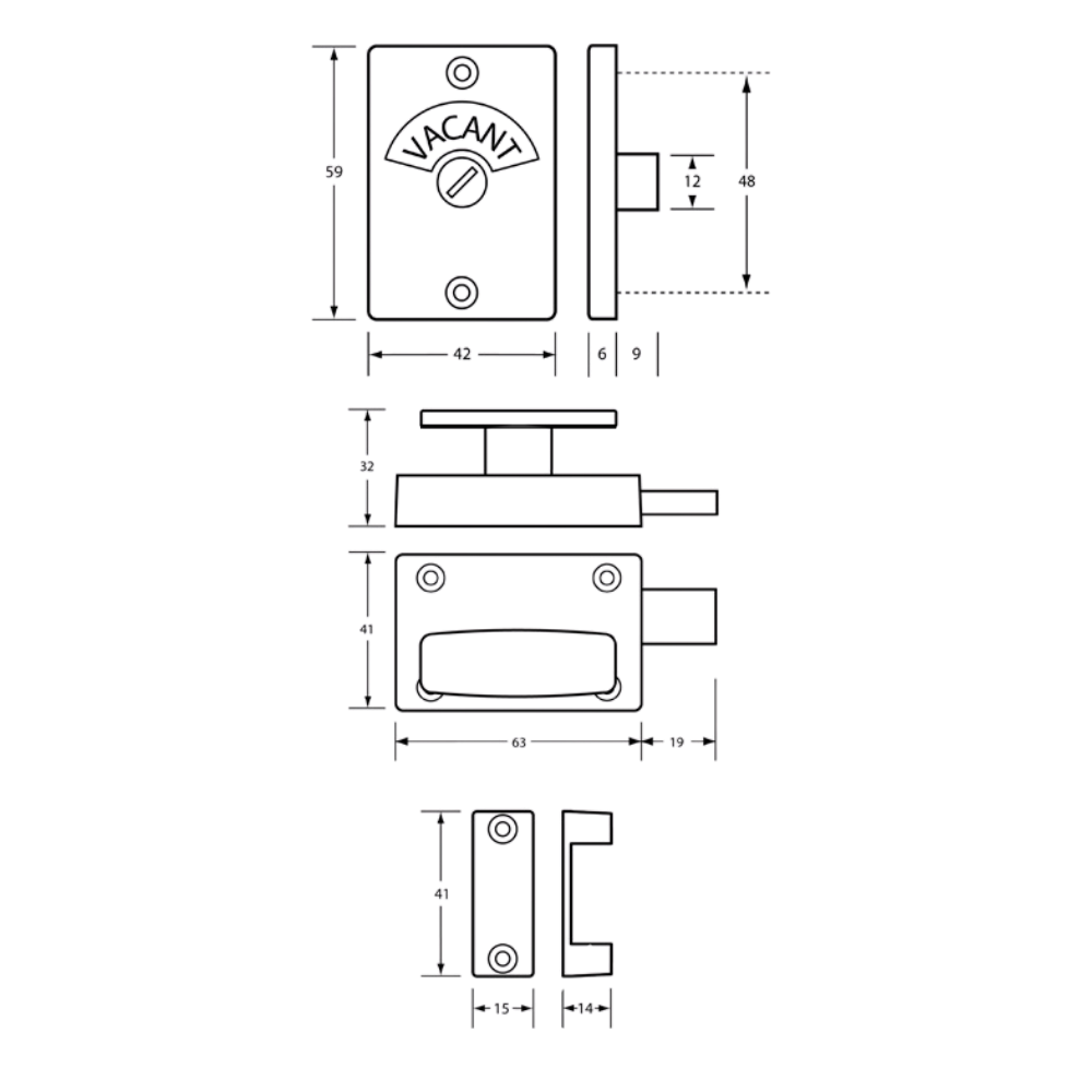 Metlam 200 Series Lock & Indicator Set – Satin Chrome Plate