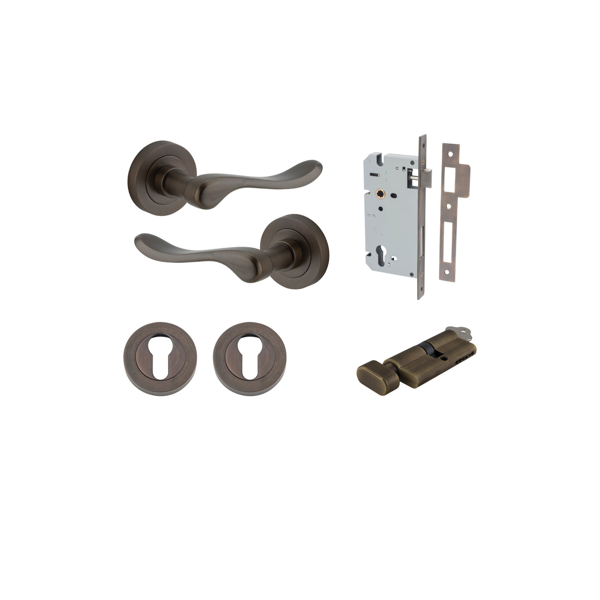 Iver Stirling Round Rose Lever Set - Complete Kits