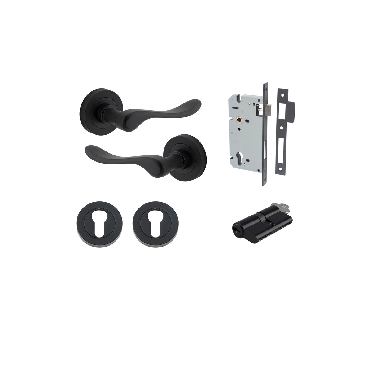 Iver Stirling Round Rose Lever Set - Complete Kits