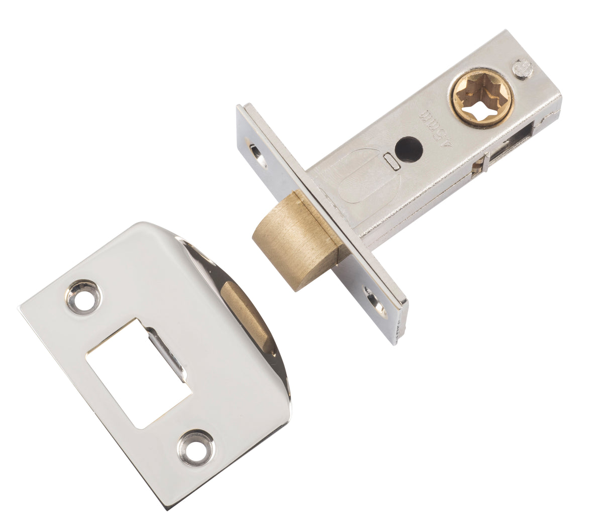 Tradco Split Cam Hard Sprung Tubular Latch, Polished Nickel, 45mm