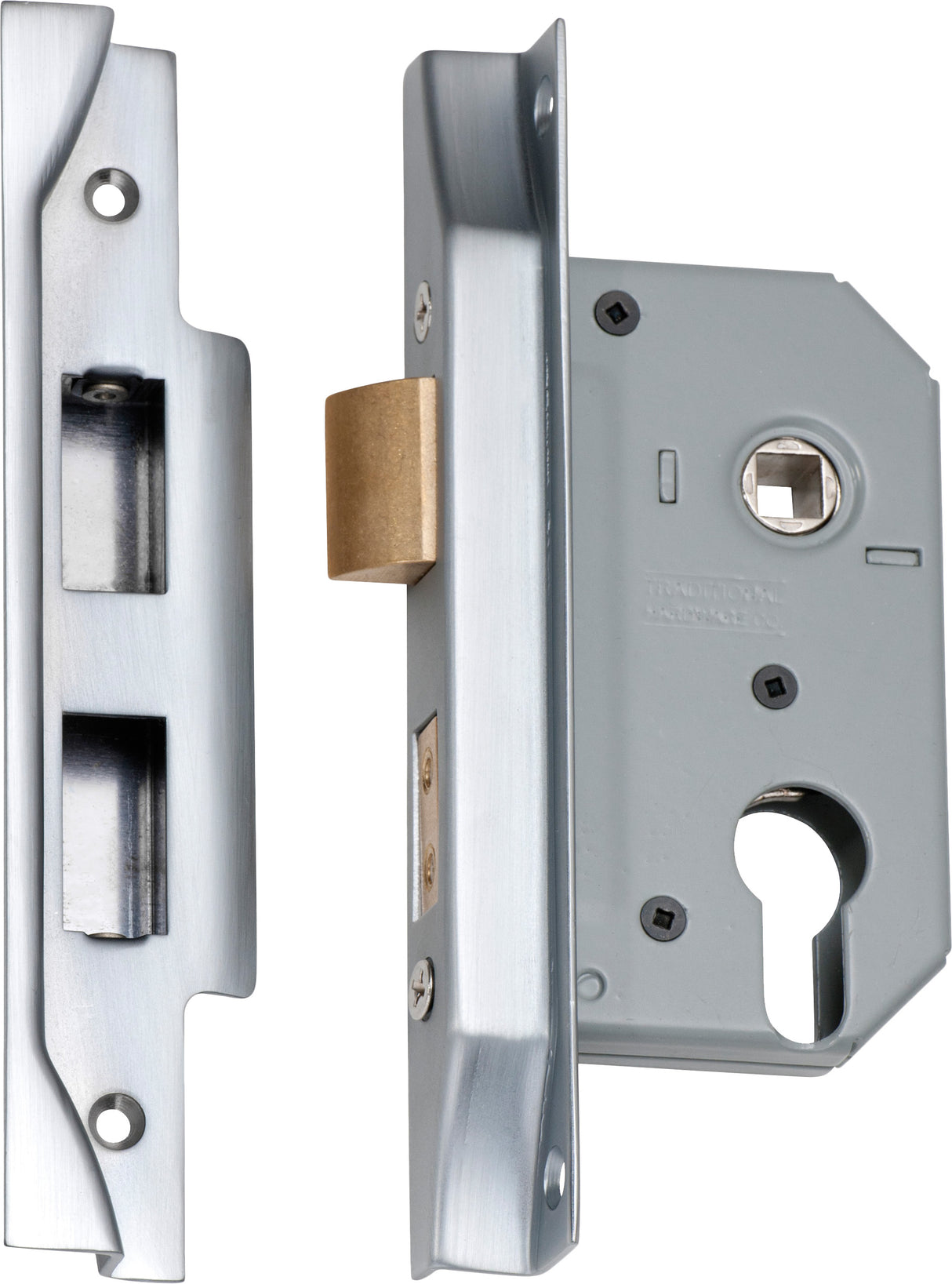 Tradco Rebated Euro Mortice Lock Satin Chrome 46mm