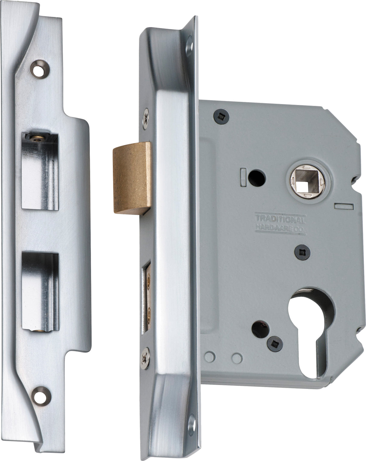 Tradco Rebated Euro Mortice Lock Satin Chrome 57mm