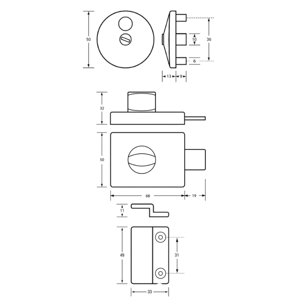 Metlam 300 Series Lock & Indicator Set – Satin Chrome Plate