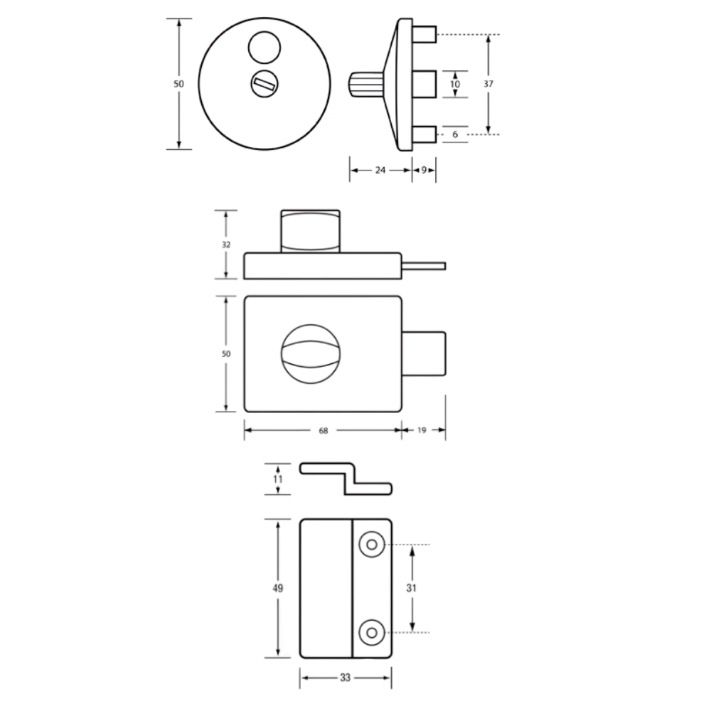 Metlam 300 Series Safety Turn Lock & Indicator Set – Satin Chrome Plate
