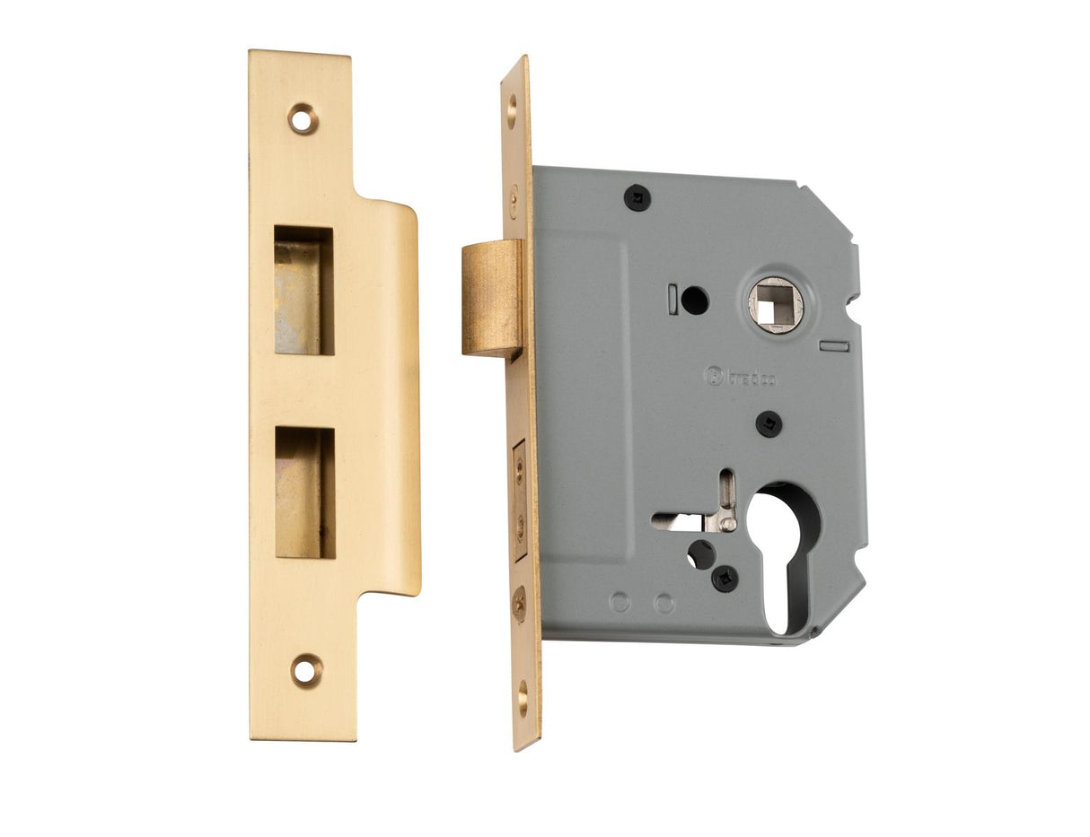 Tradco Euro Mortice Lock, Polished Nickel, 57mm