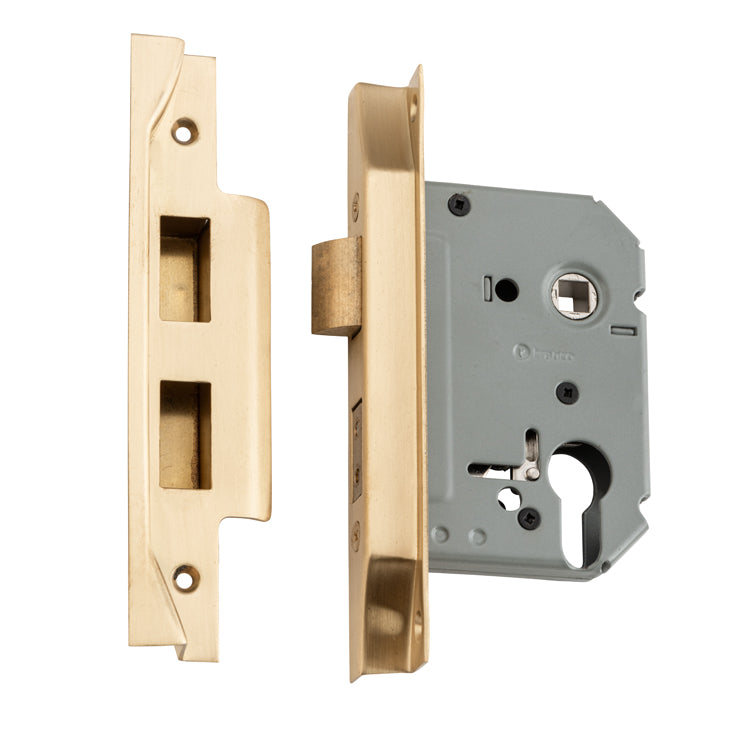 Tradco Rebated Euro Mortice Lock Satin Brass 57mm