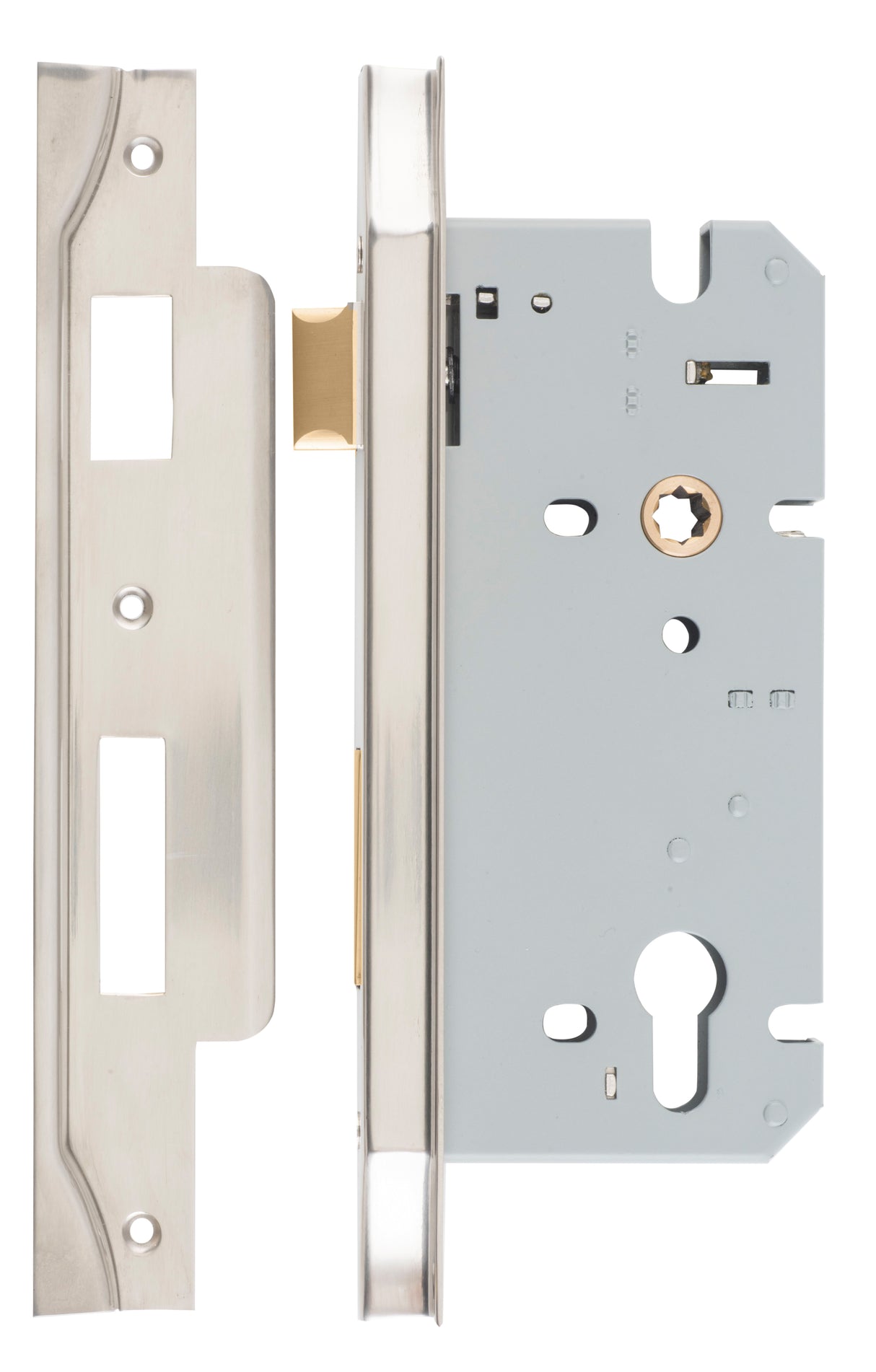 Iver Rebated 85mm Euro Mortice Lock Satin Nickel, 60mm