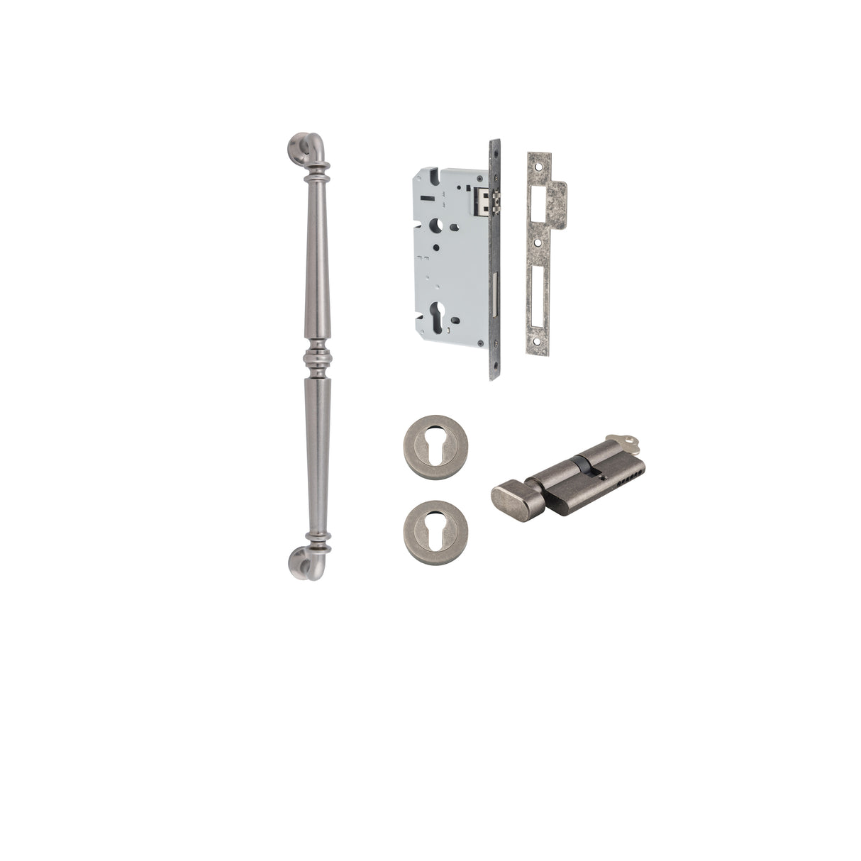 Iver Sarlat Pull Handle Entrance Kit, 450mm, Distressed Nickel