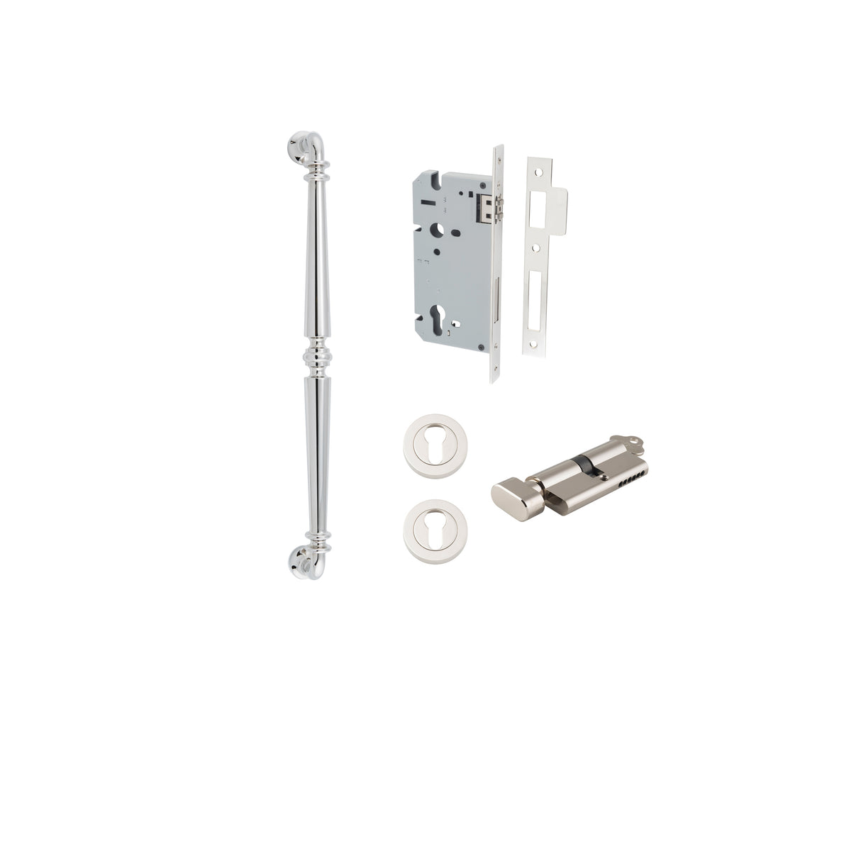Iver Sarlat Pull Handle Entrance Kit, 450mm, Polished Nickel