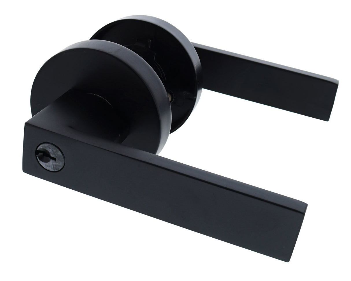 Nidus Lonsdale Round Rose Lever Set - Entrance - Matte Black