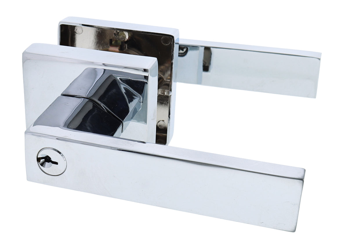 Nidus Lonsdale Square Rose Lever Set - Entrance - Chrome Plate
