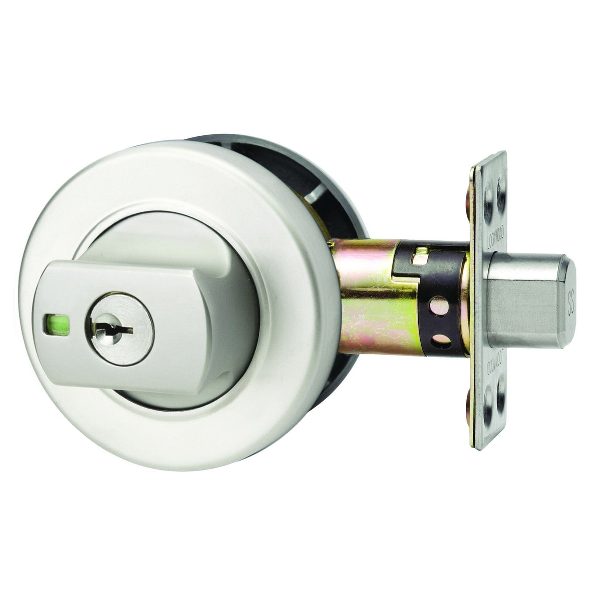 Lockwood 005 Paradigm Round Deadbolt – Satin Pearl finish