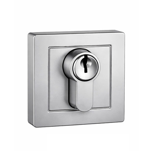 Nidus Eurobolt Square Rose Deadbolt - Single Cylinder - Satin Chrome