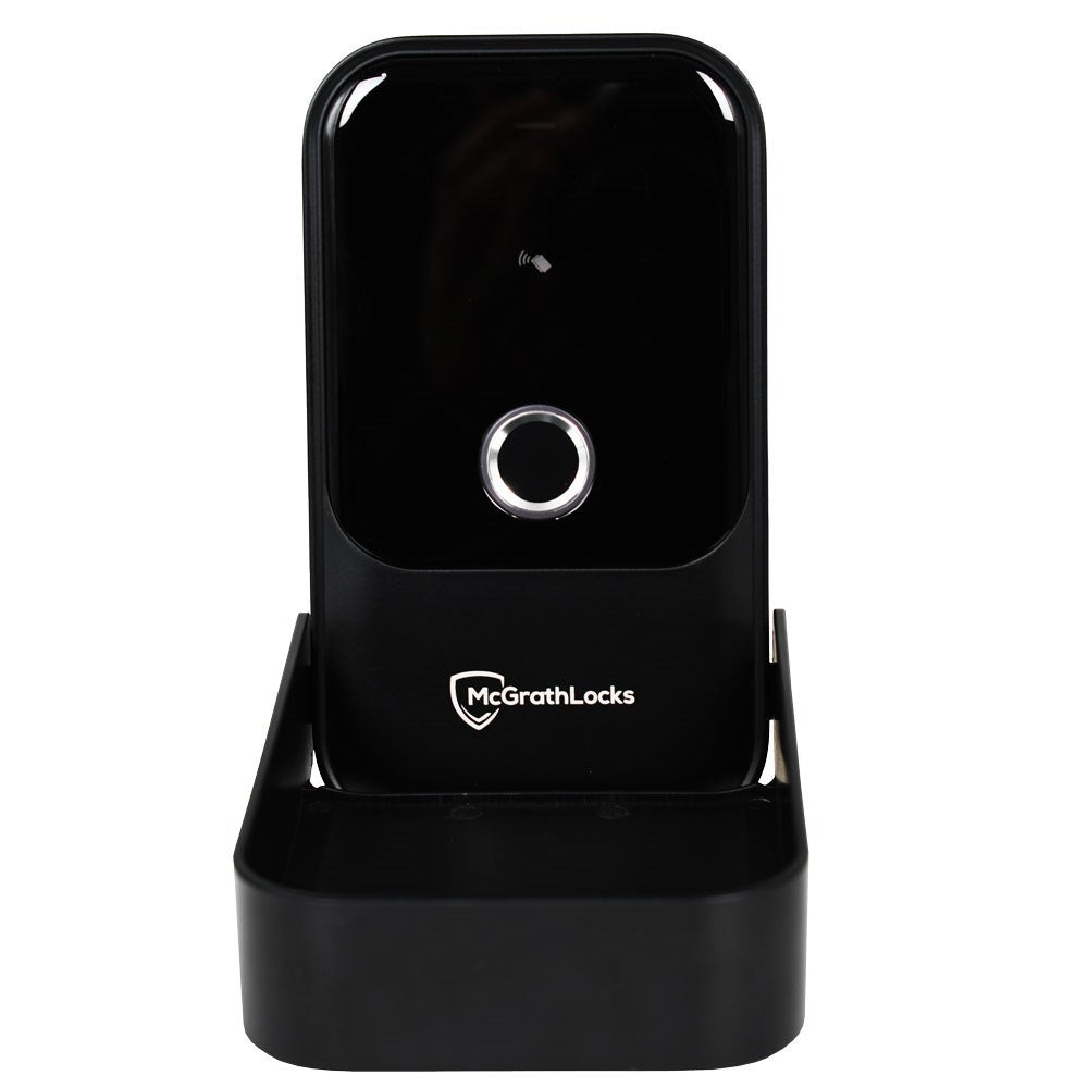 McGrath Locks digital key safe with fingerprint, pincode, RFID, and key override functionality.