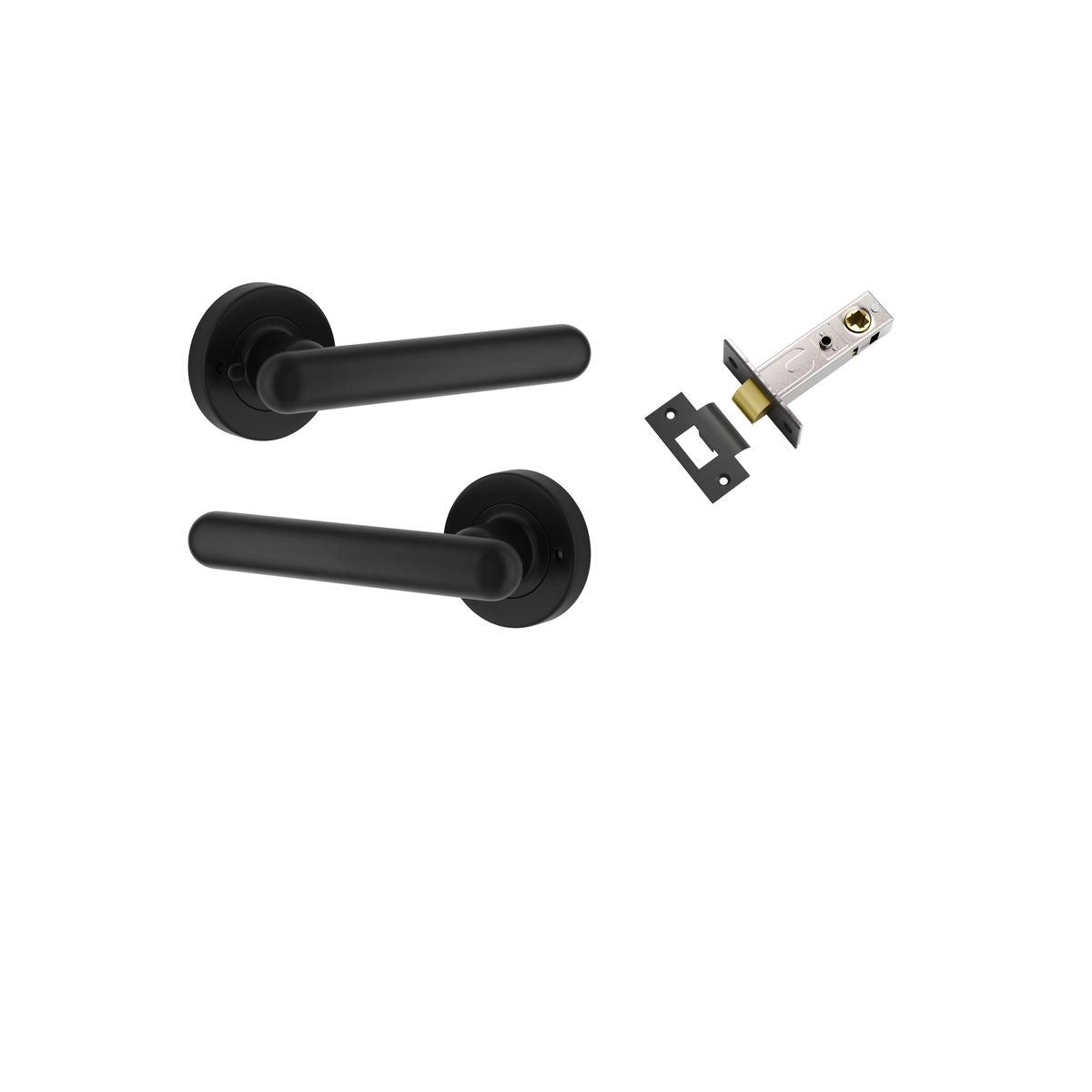 Iver Puerto Round Rose Lever Set - Complete Kits - Matt Black - Privacy Separate - Complete (24003KPRIV60)