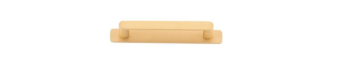 Iver Osaka Cabinet Pull with Backplate - Brushed Brass - CTC 128mm (20956B)