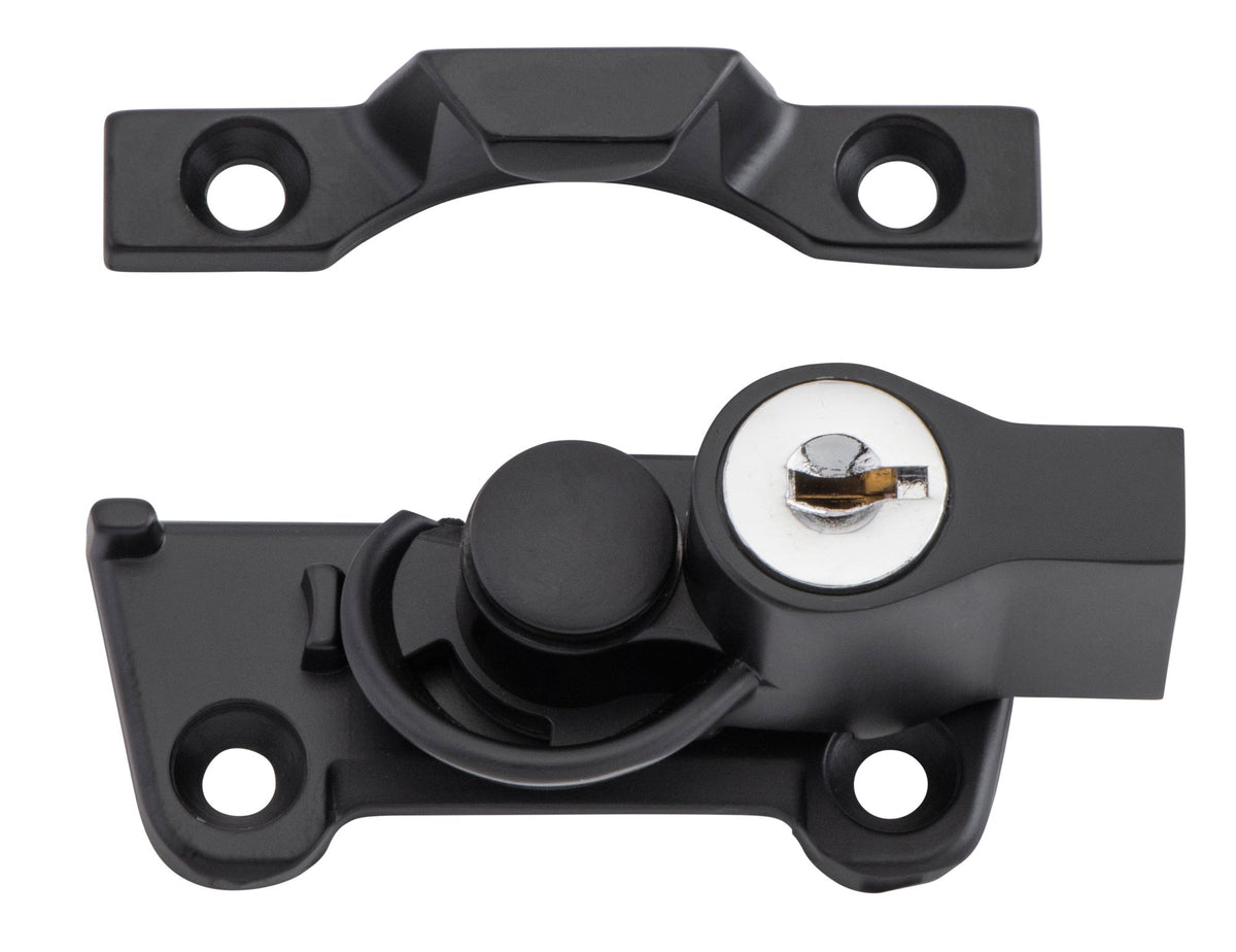 Tradco Sash Fastener Locking Wide Base Zinc Alloy - H30mm · 64mm - Matt Black (20313)