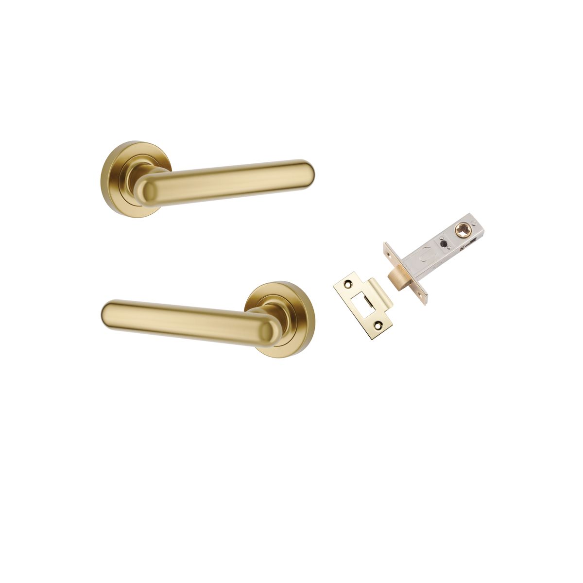 Iver Puerto Round Rose Lever Set - Complete Kits - Brushed Gold PVD - Passage Set - Complete (24000KPASS60)