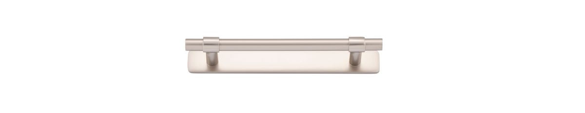 Iver Helsinki Cabinet Pull with Backplate - Satin Nickel - CTC 128mm (21009B)
