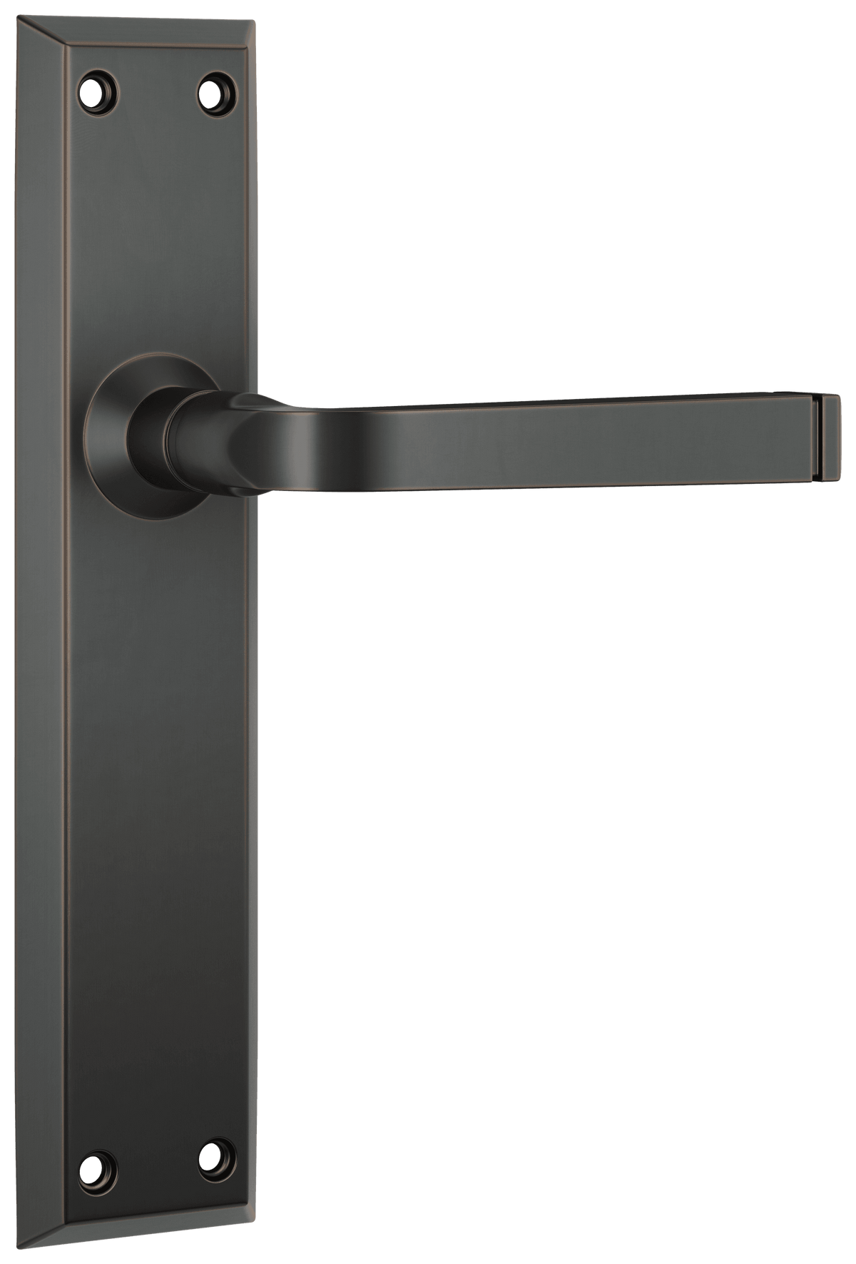 Tradco Menton Lever Long Backplate Door Handle - Antique Copper - Passage (0681)