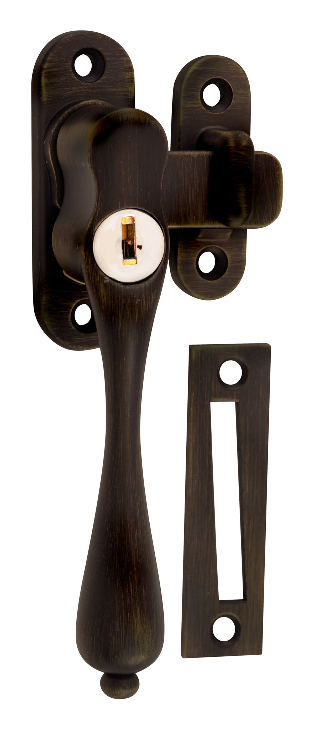 Tradco Casement Fastener Locking Teardrop - Left Hand - Antique Brass (2318)
