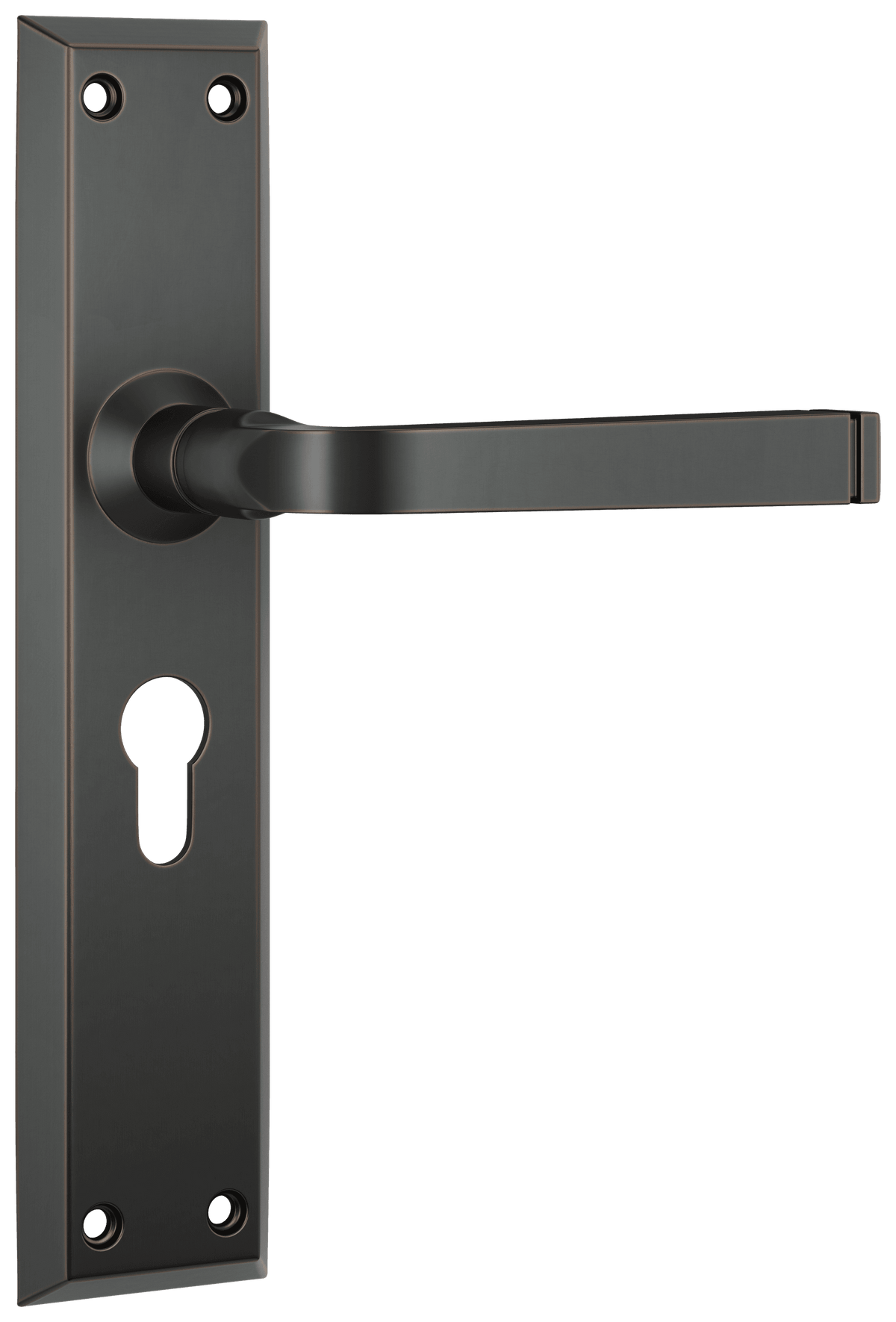 Tradco Menton Lever Long Backplate Door Handle - Antique Copper - Euro (0681E)